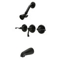 Kingston Brass ThreeHandle Tub and Shower Faucet, Matte Black KB230FL